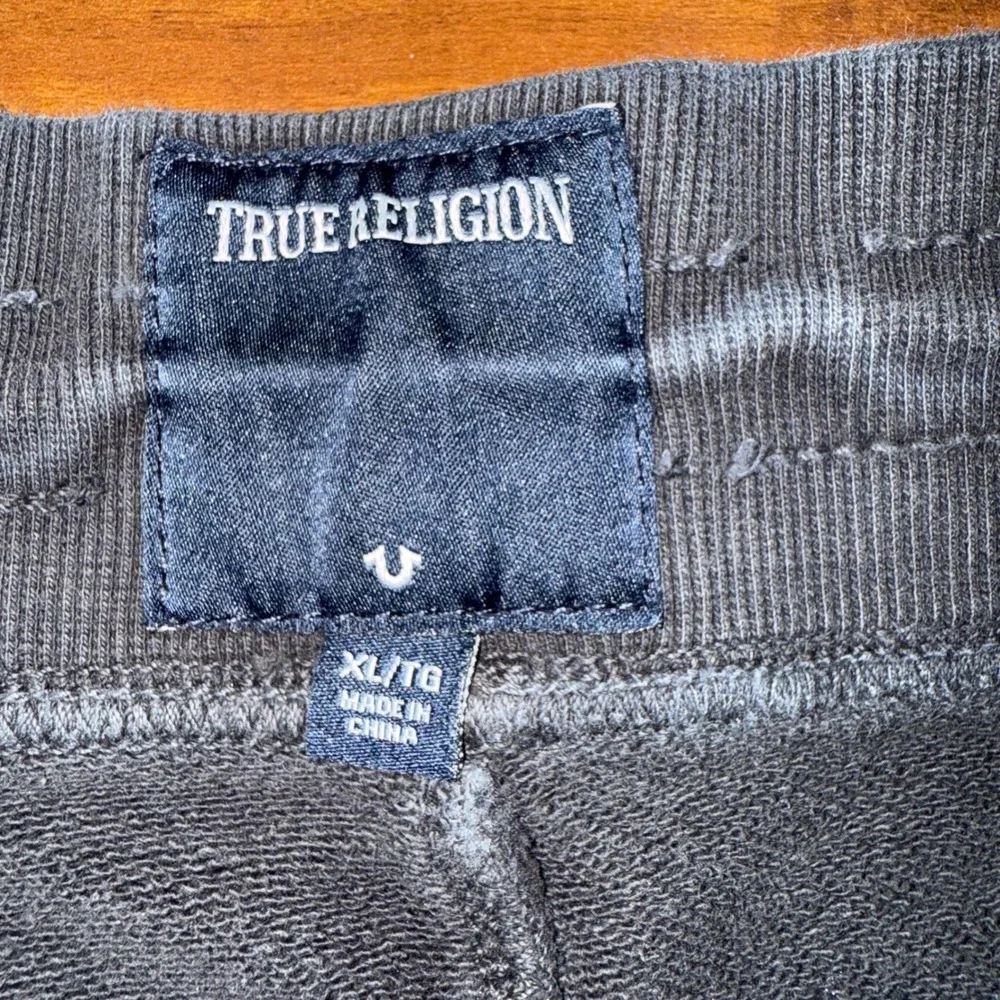 True Religion Black‎ Logo Collegiate Joggers Mens Size XL Heavyweight Sweatpants